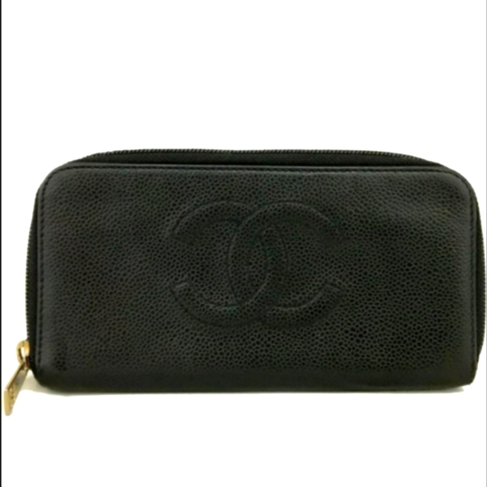 AUTH CHANEL CC LOGO ZIP AROUND LONG WALLET /B0688 - Picture 11 of 11